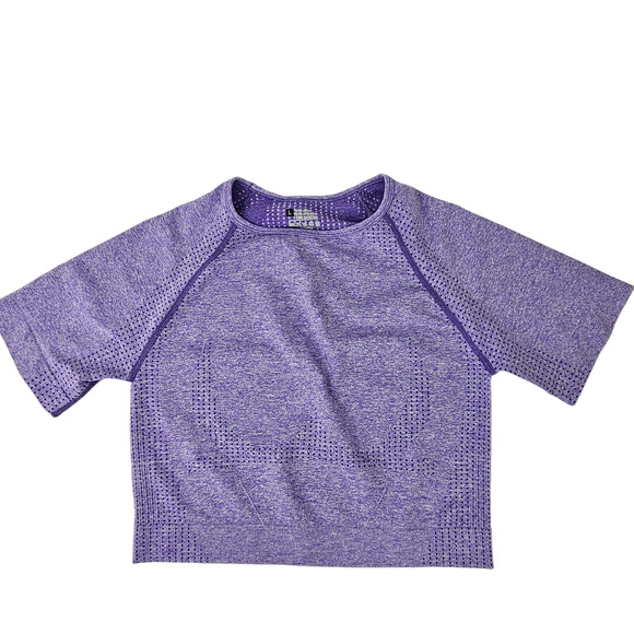 Unlabeled lavender short sleeve cropped workout activewear top Large - Picture 1 of 6
